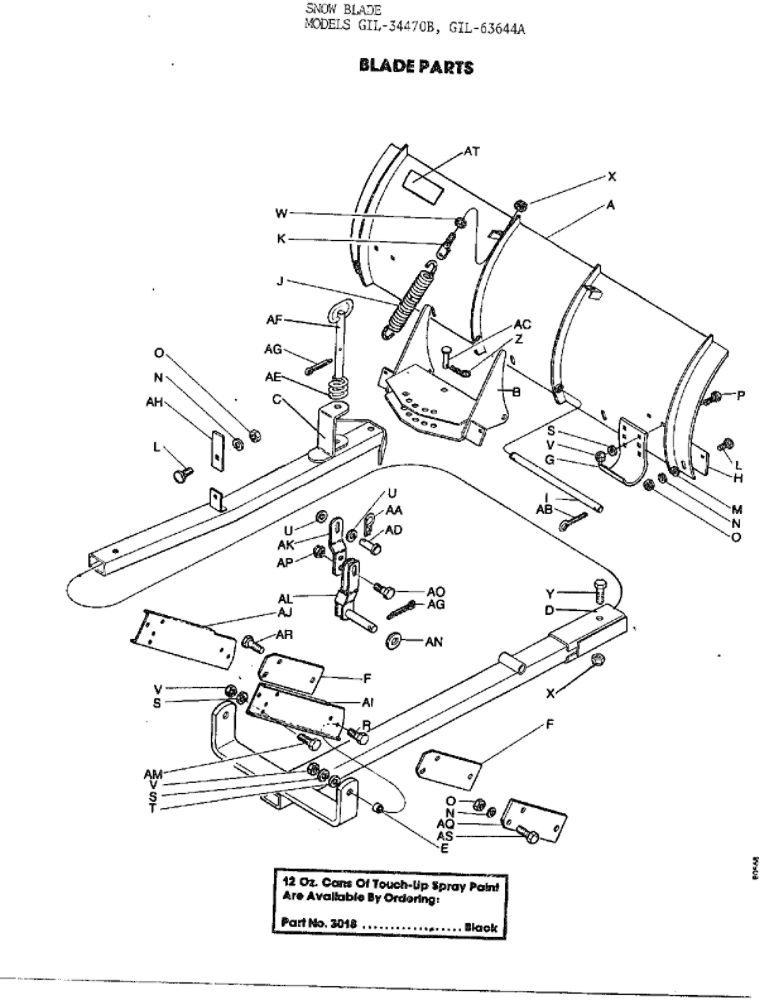 Snow Blade 1 Diagram and Parts List for 34470B  Lawn Boy Snow Blower